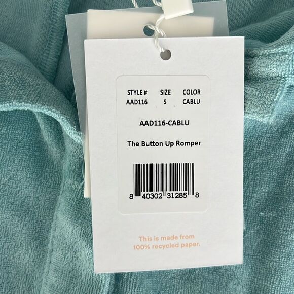 NWT Andie Swim The Palma Terry Button- Up Romper in Cablu Size S - Picture 3 of 7